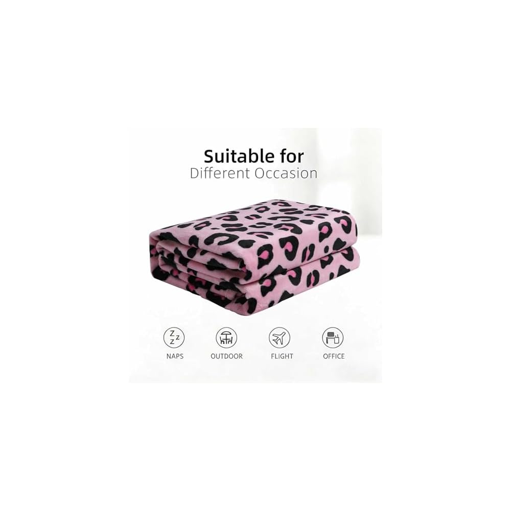 Cheetah Print Throw Blanket, Cute Pink Flannel Blanket, 90" x 90"