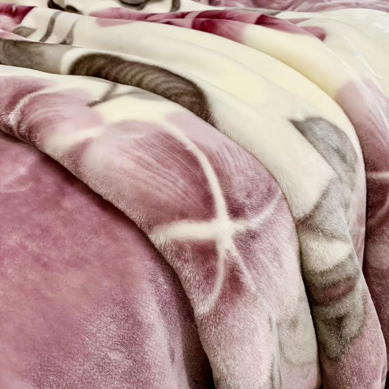 1pc Vintage Style Raschel Blanket, Super Soft, All Season Reversible, Floral Print, Bed Sofa Air Conditioning Bedroom Living Room Multi-Purpose, Machine Washable
