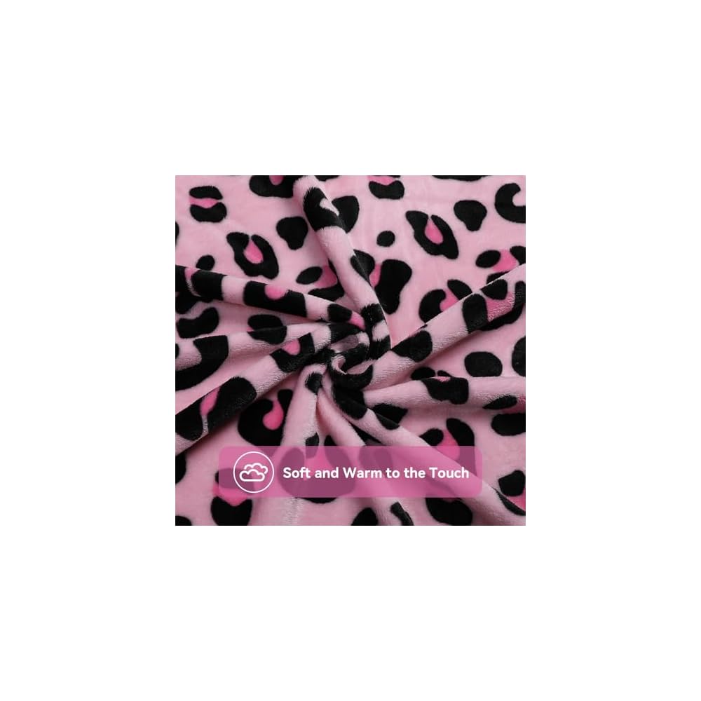 Cheetah Print Throw Blanket, Cute Pink Flannel Blanket, 90" x 90"