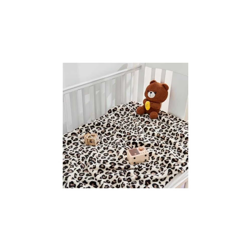Leopard Print Baby Blanket Fleece Baby Blankets for Boys Girls, Ultra Soft Cozy Fluffy Infant Toddler Newborn Receiving Blankets for Crib Stroller, 30"x40", Cream