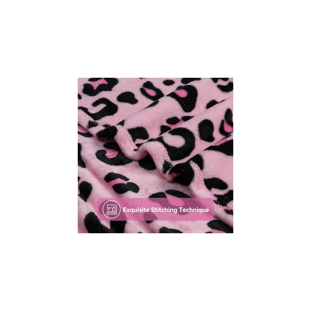 Cheetah Print Throw Blanket, Cute Pink Flannel Blanket, 90" x 90"
