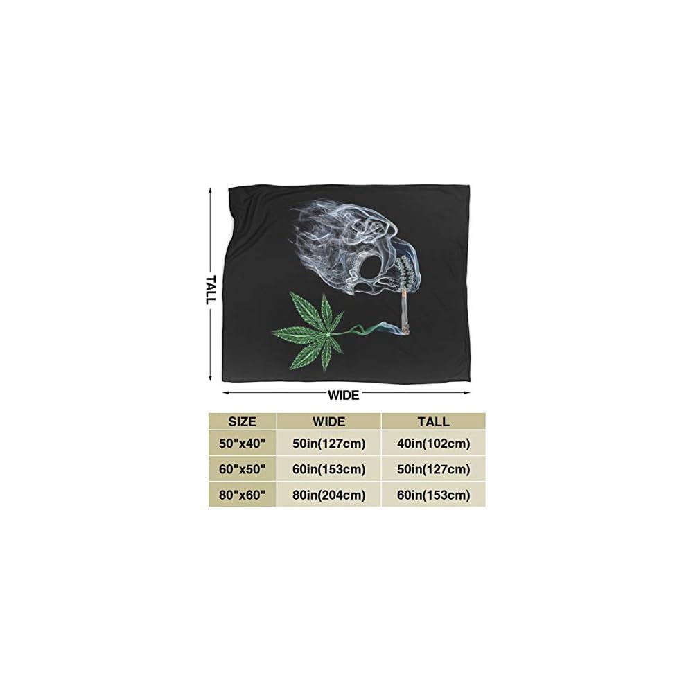 Marijuana Pot Leaf Weed Skull Smoking Fleece Blanket Throw Lightweight Blanket Super Soft Cozy Bed Warm Blanket for Living Room/Bedroom All Season (Color1, 60" × 50")