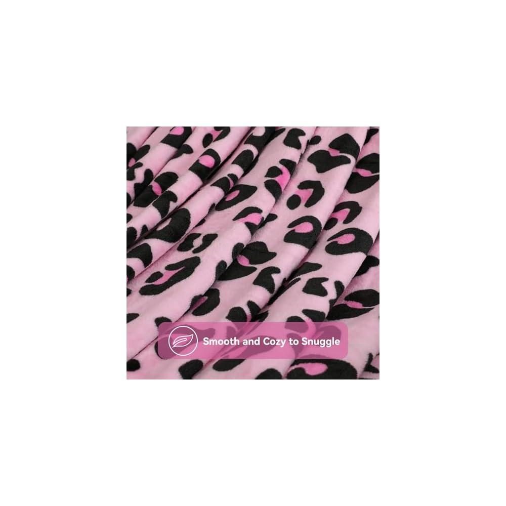 Cheetah Print Throw Blanket, Cute Pink Flannel Blanket, 90" x 90"