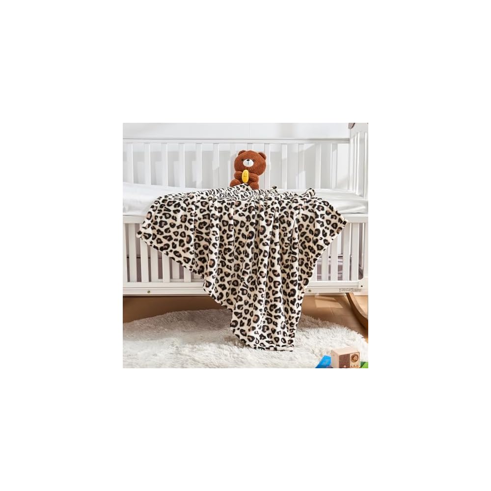 Leopard Print Baby Blanket Fleece Baby Blankets for Boys Girls, Ultra Soft Cozy Fluffy Infant Toddler Newborn Receiving Blankets for Crib Stroller, 30"x40", Cream