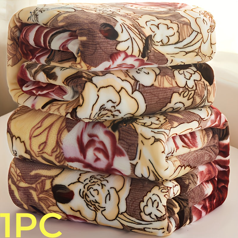 1pc Multifunctional Flannel Printed Blanket-Soft, Lightweight And Machine Washable | Cozy Decorative Throw in Mixed Colors for Sofa, Car, Bedroom, Office And More | All-Season Home Essential