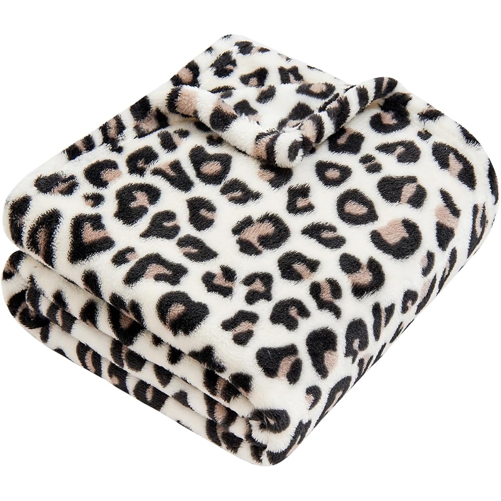 Leopard Print Baby Blanket Fleece Baby Blankets for Boys Girls, Ultra Soft Cozy Fluffy Infant Toddler Newborn Receiving Blankets for Crib Stroller, 30"x40", Cream