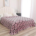 Cheetah Print Throw Blanket, Cute Pink Flannel Blanket, 90" x 90"