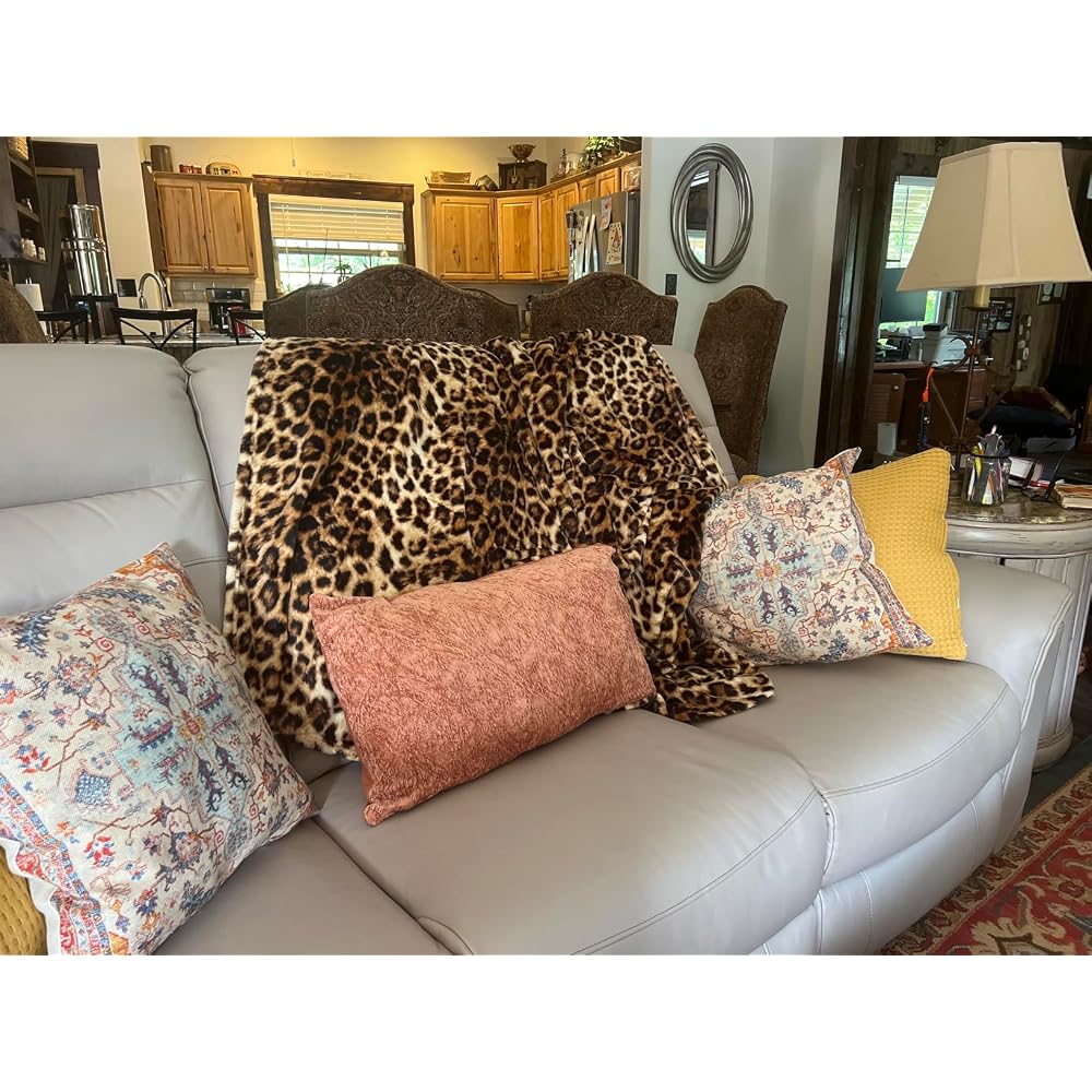 Cheetah Print Throw Blanket, Cute Pink Flannel Blanket, 90" x 90"
