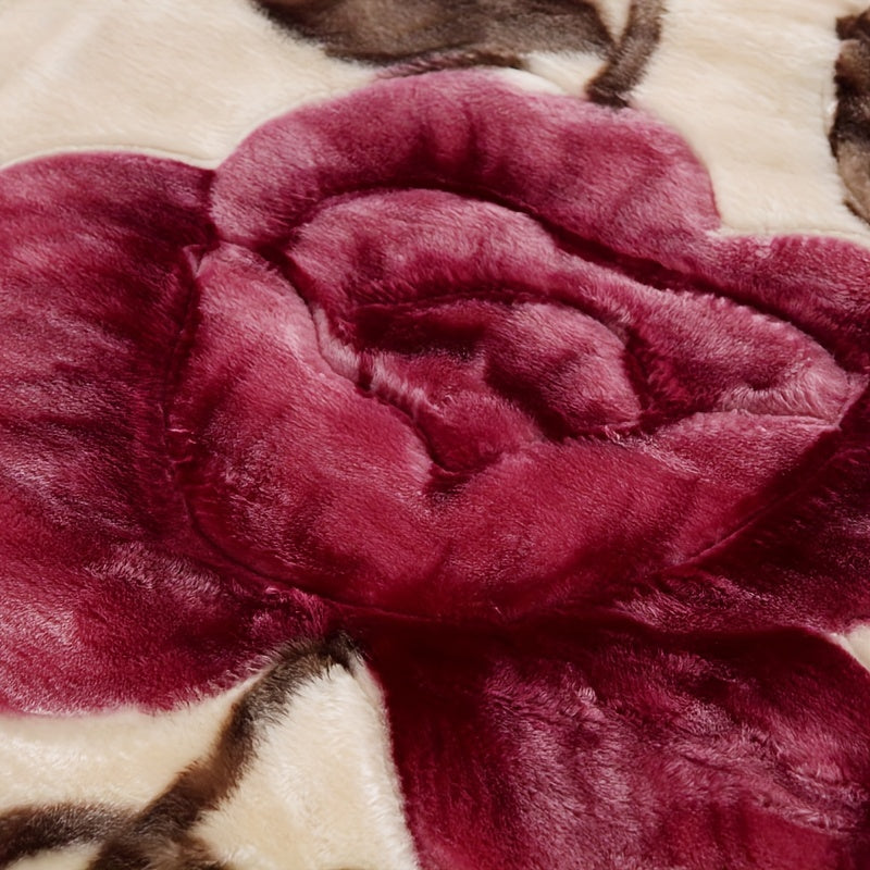 1pc Vintage Style Raschel Blanket, Super Soft, All Season Reversible, Floral Print, Bed Sofa Air Conditioning Bedroom Living Room Multi-Purpose, Machine Washable