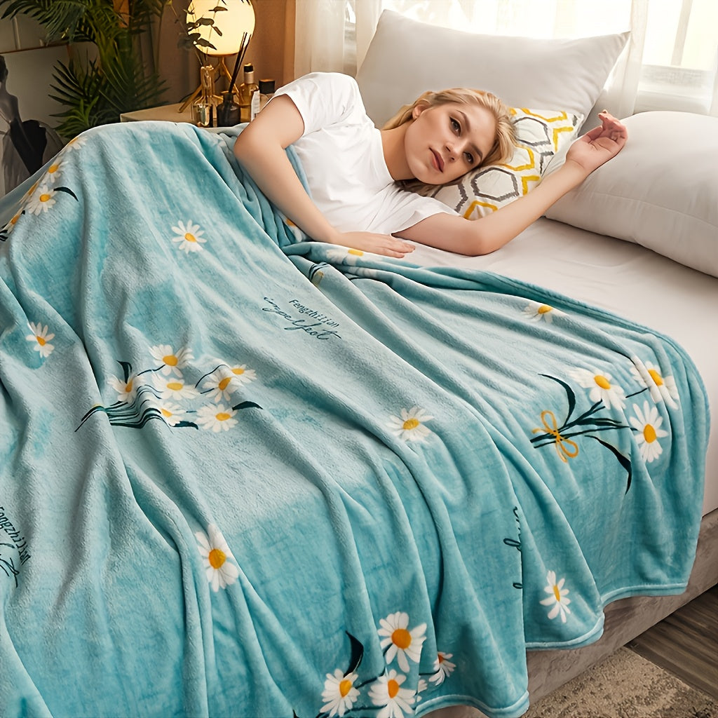 1pc Multifunctional Flannel Printed Blanket-Soft, Lightweight And Machine Washable | Cozy Decorative Throw in Mixed Colors for Sofa, Car, Bedroom, Office And More | All-Season Home Essential